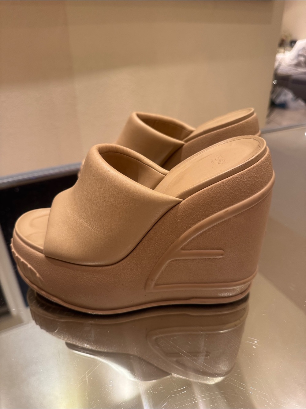 Fendi Nude Leather Platform Barbie Slide